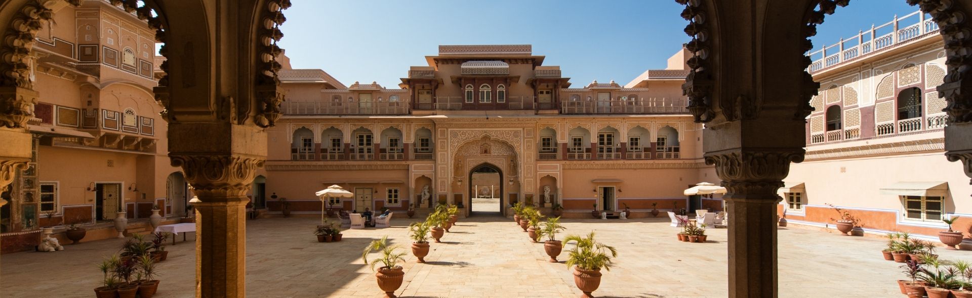 open courtyard with blue skies