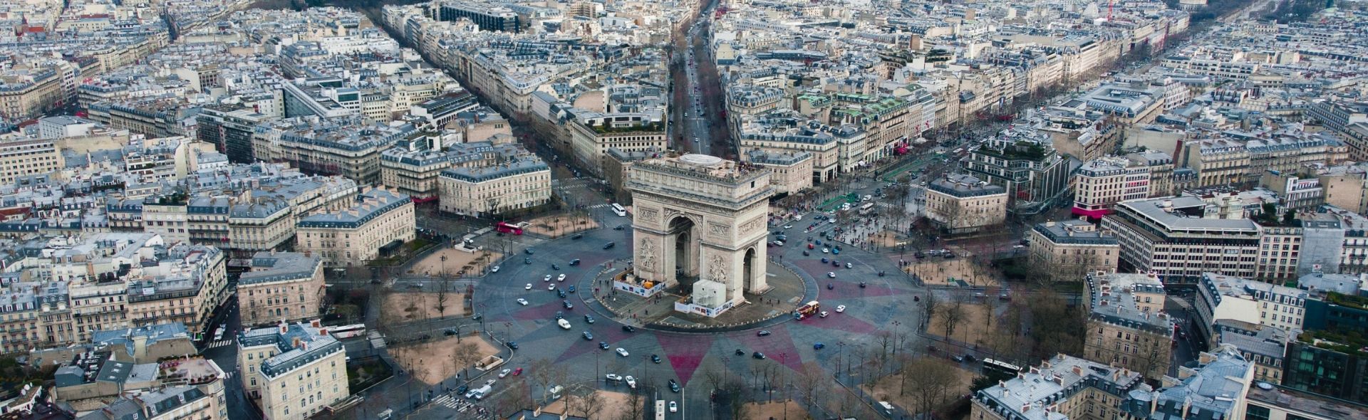 aerial view of the Arc de Triomphe