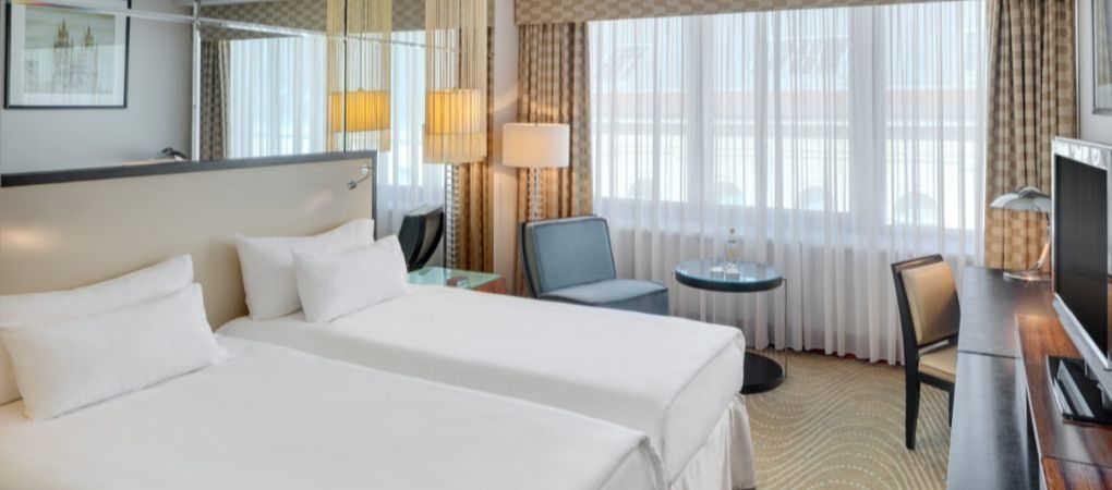 twin beds in a bright and spacious room