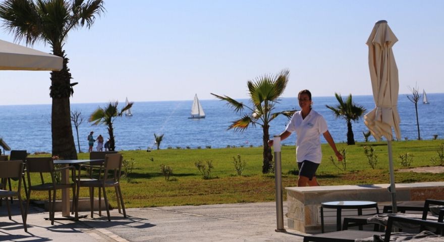 friendly staff member walking around the grounds