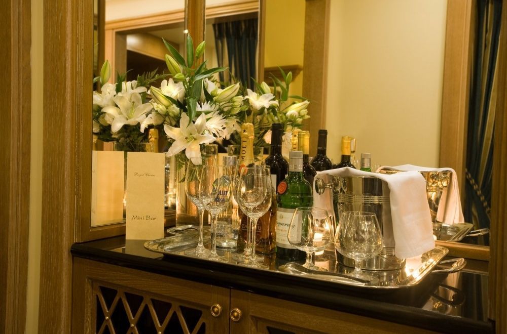 variety of wine is available in hotel suites