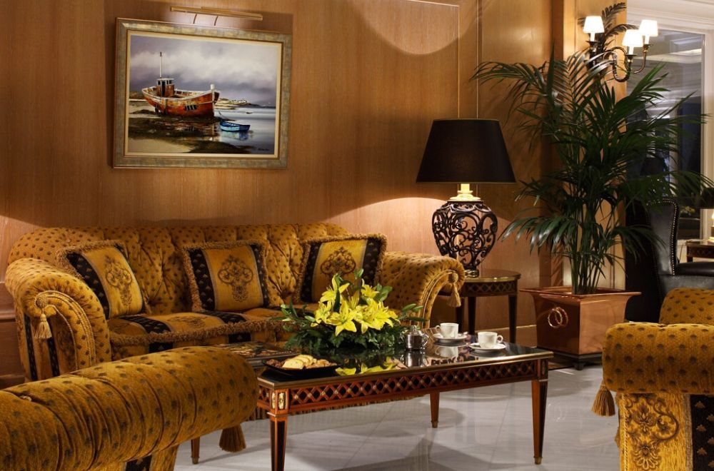 indoor lounge area in the hotel lobby