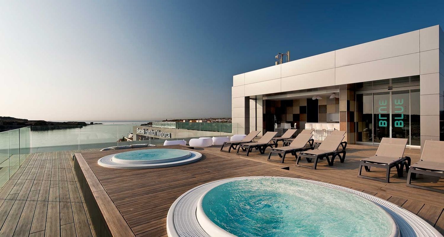 rooftop hot tubs next to bar