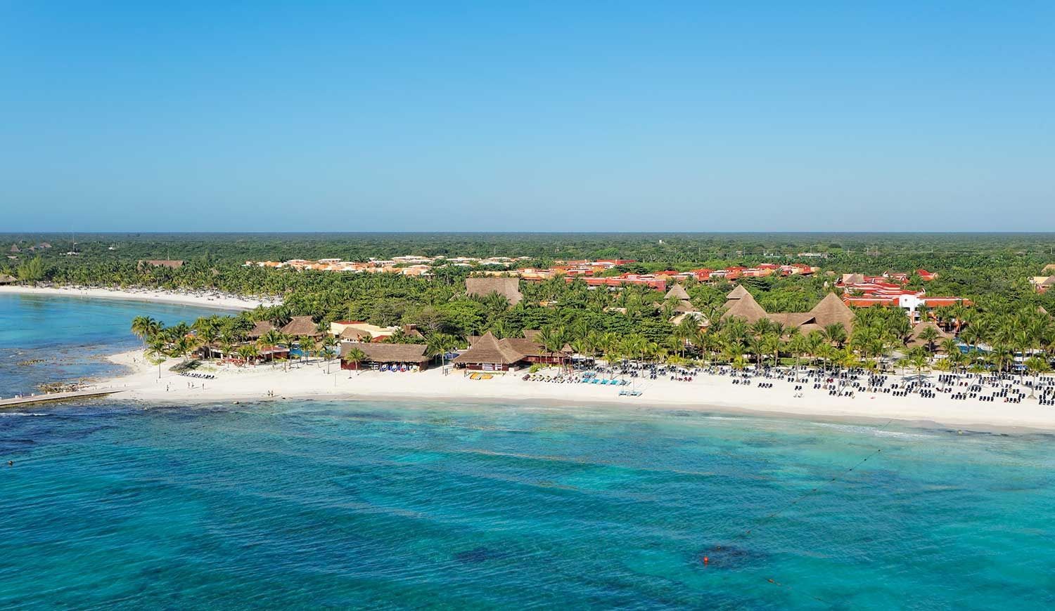 aerial view of the resort along the beach