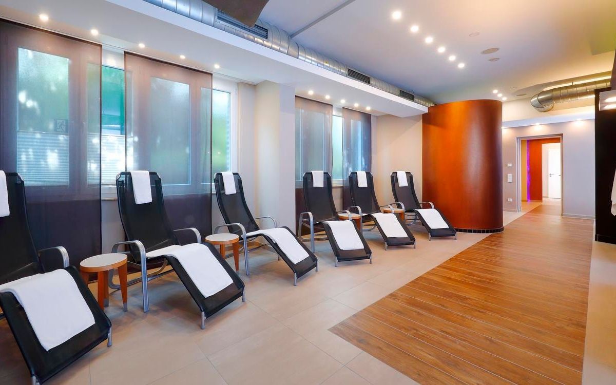 relaxing lounge chairs at the spa