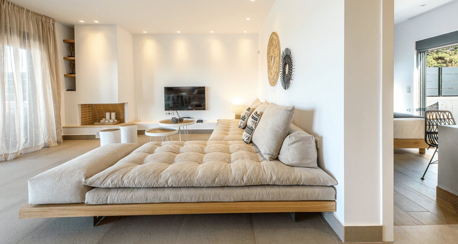 view of the living room and ground floor bedroom