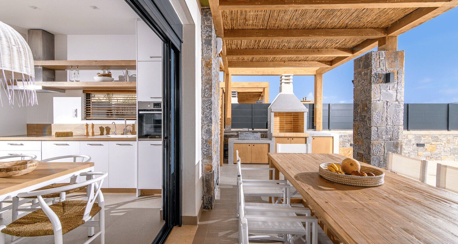 outdoor and indoor BBQ and dining area