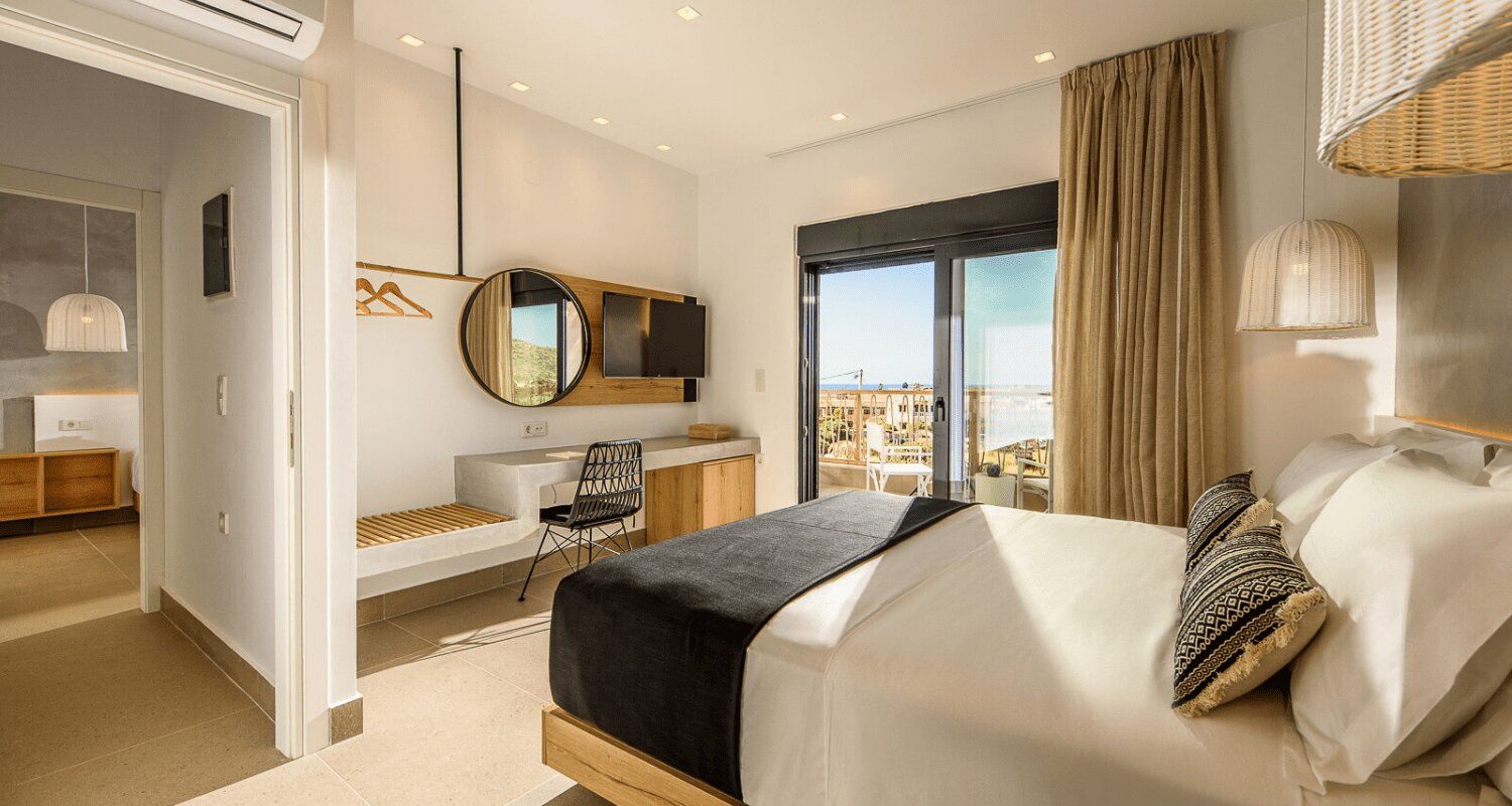 spacious double bedroom with a view