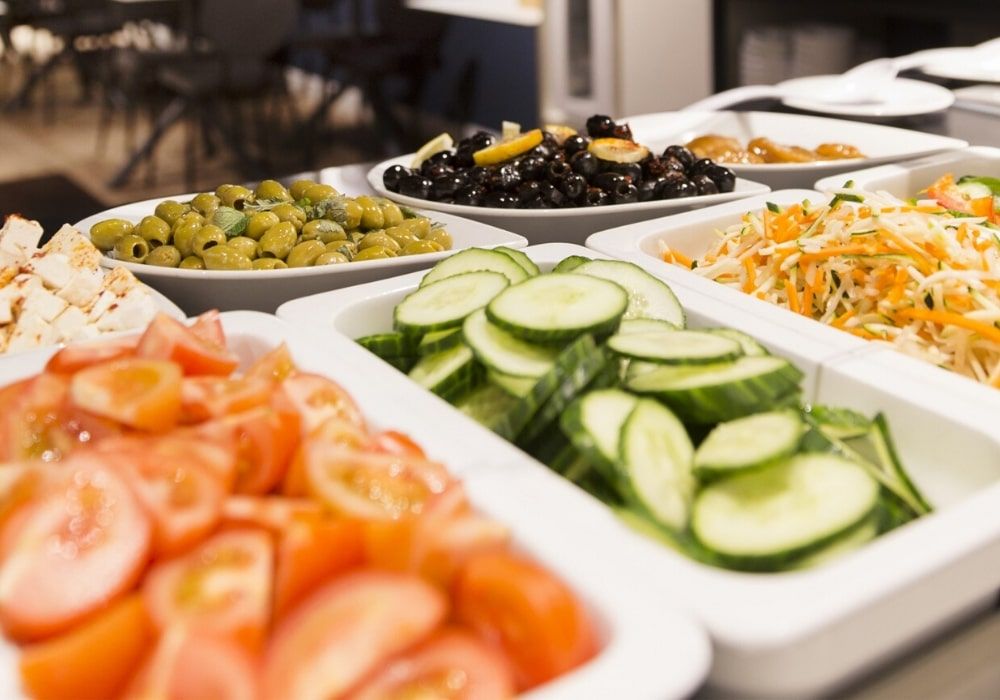 vegetables at the indoor buffet