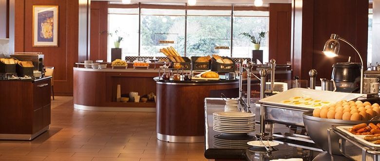 indoor buffet with several options to choose from