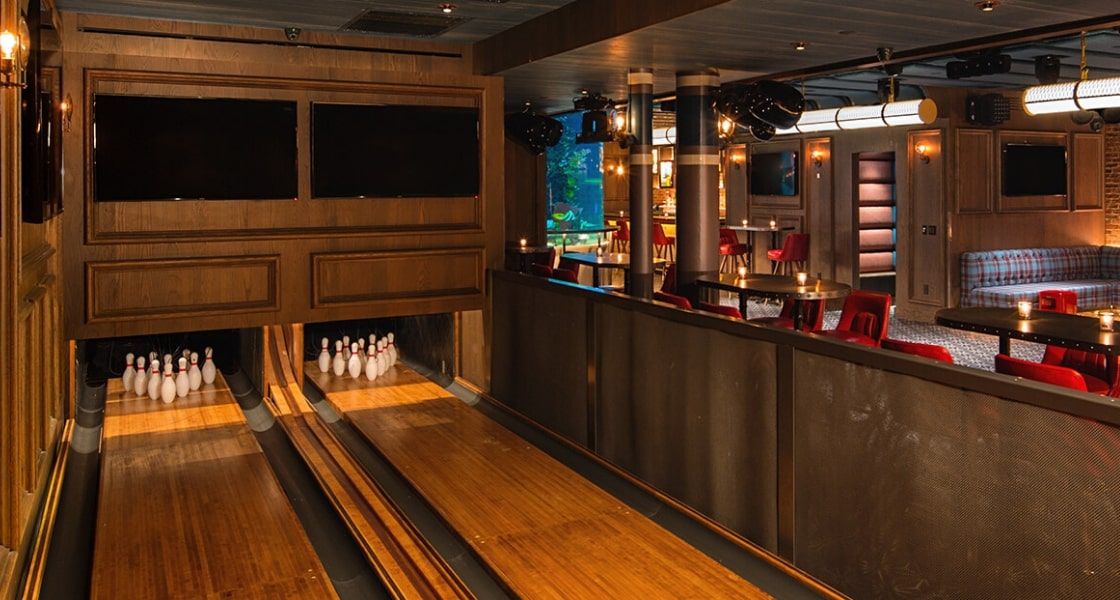 bowling alley and games room bar