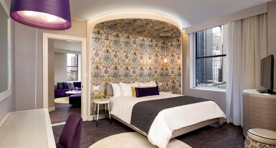 spacious hotel bedroom