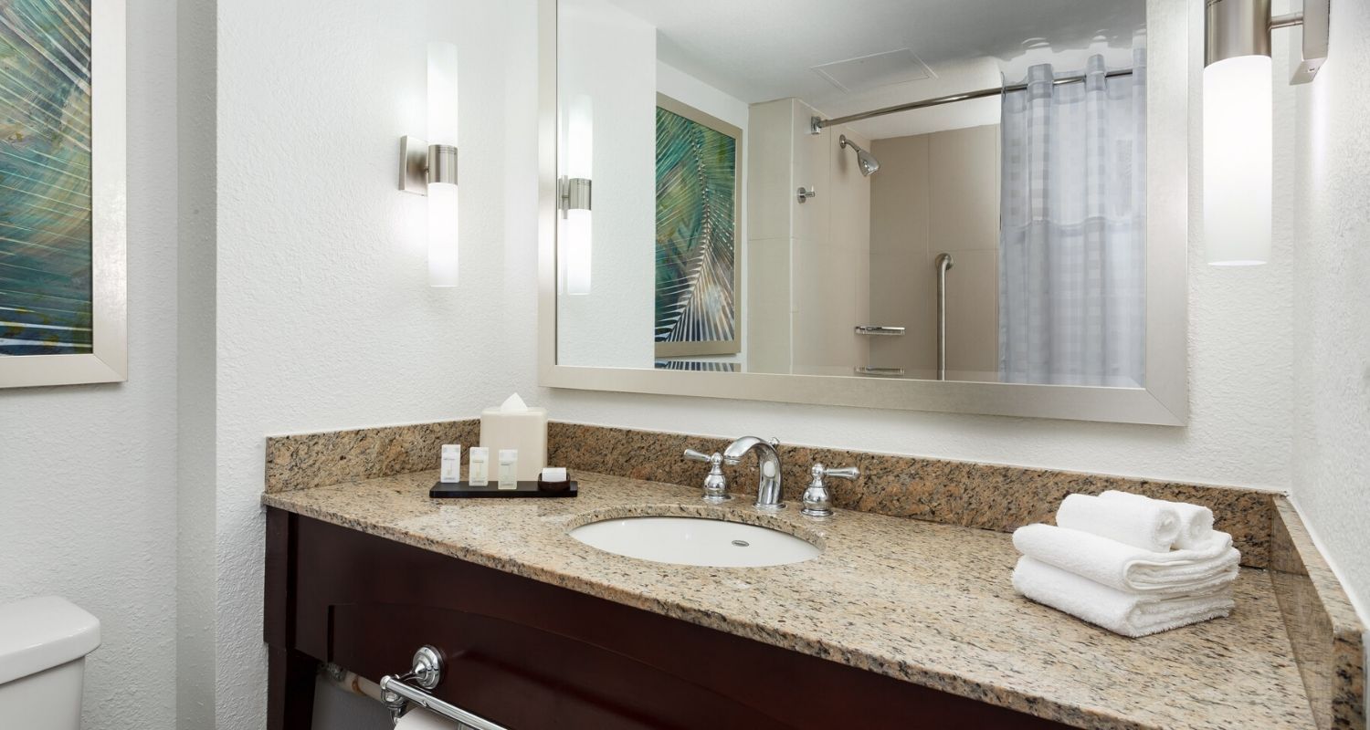 Hotel room bathroom