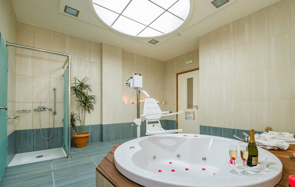 Example of a wheel-in shower at the Eria Resort in Crete, Greece