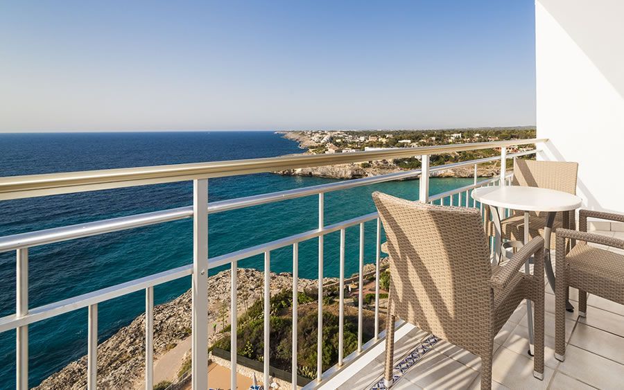 hotel room balcony terrace with a sea view