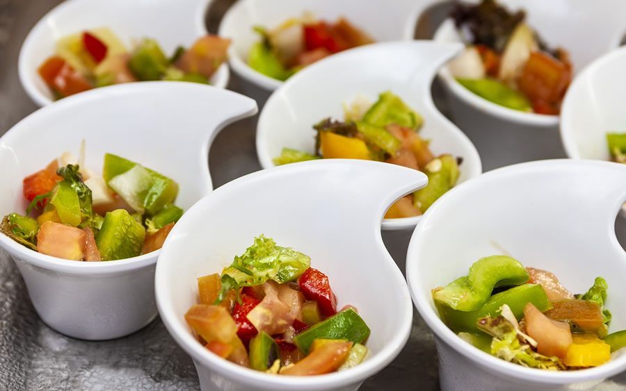 small bowls of fresh fruit