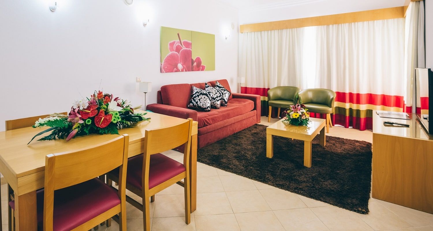 hotel room living area with sofas