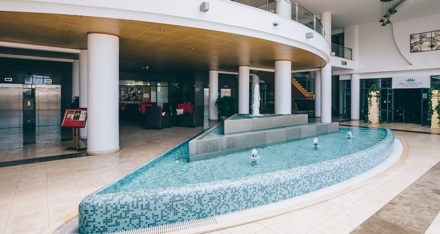 indoor fountain near the elevator