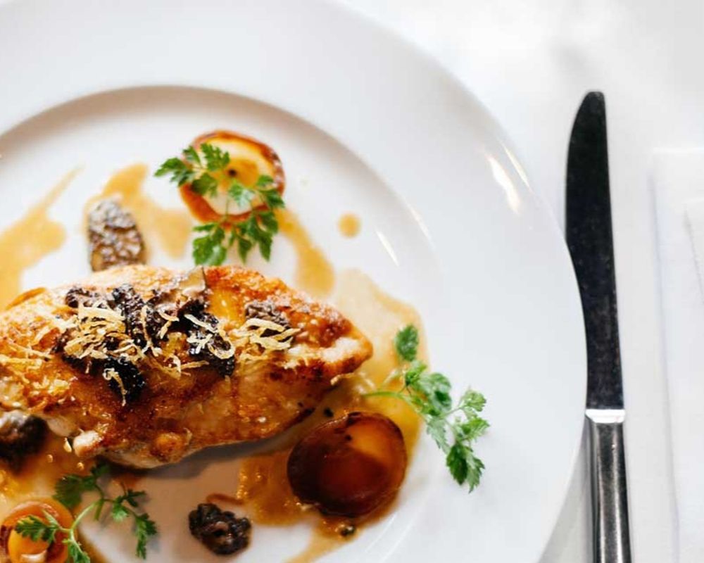 delicious chicken dinner with tasty sauce