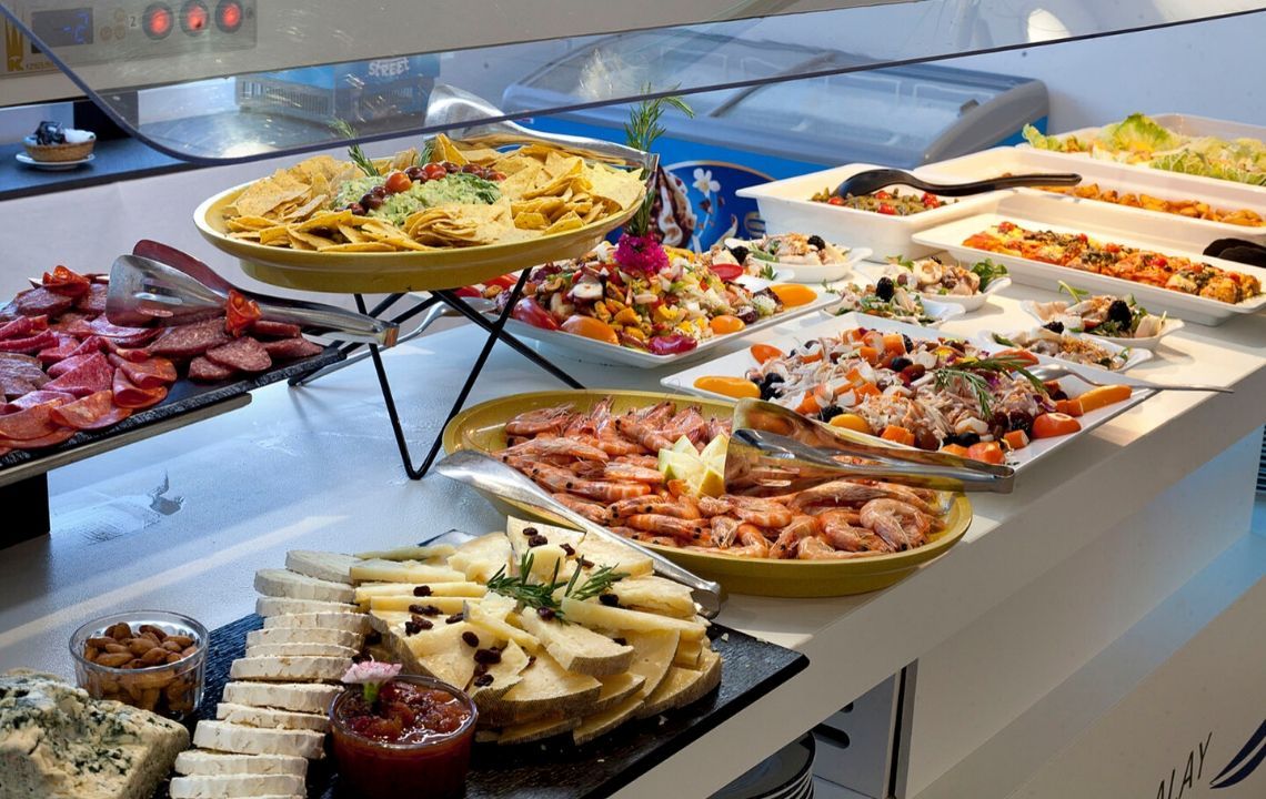 dinner food at the indoor buffet restaurant