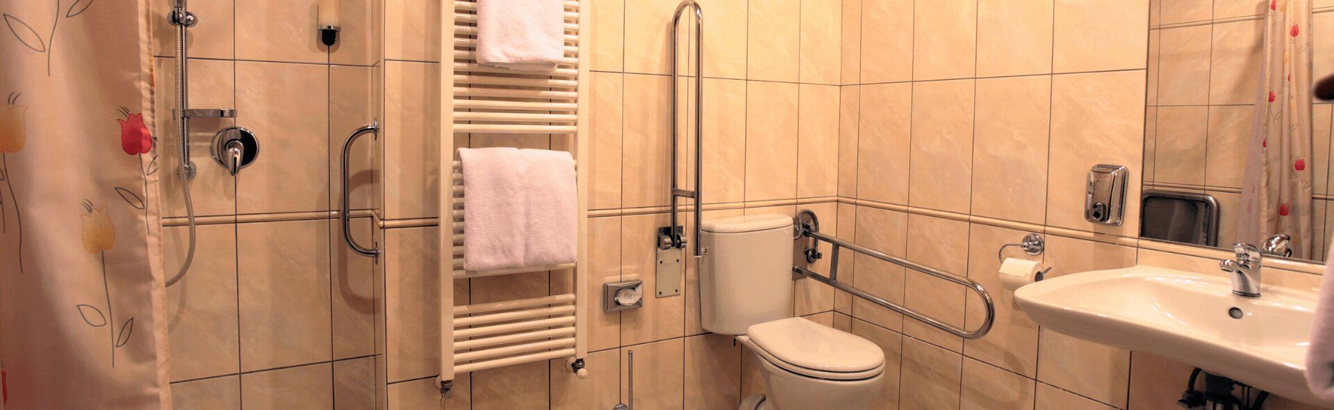 dual grab rails next to the toilet