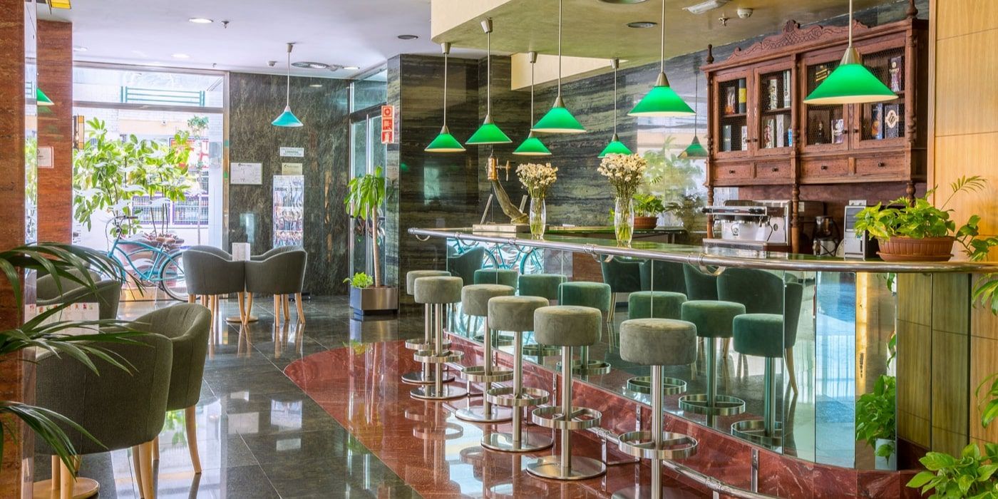 spacious indoor bar and lounge area