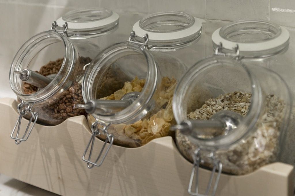 breakfast cereal in plastic containers