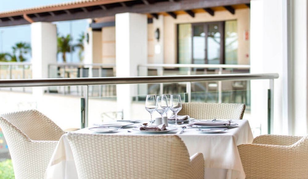 outdoor dining area during the day