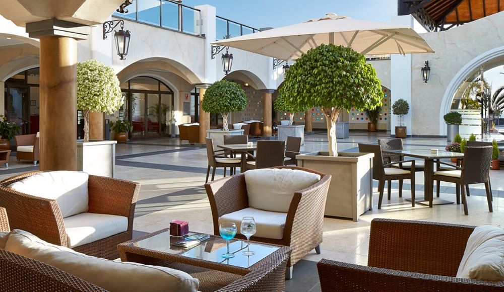 comfy seating area in the courtyard