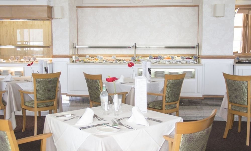 bright indoor dining area