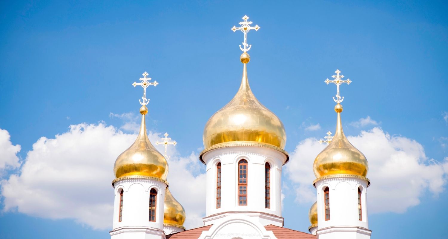 Spires of a church coloured gold