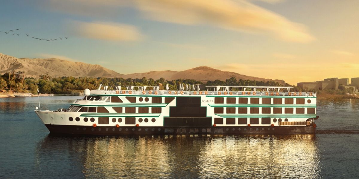 Cruise ship travelling along the river