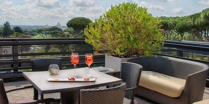 outdoor rooftop terrace that offers stunning views of local surroundings