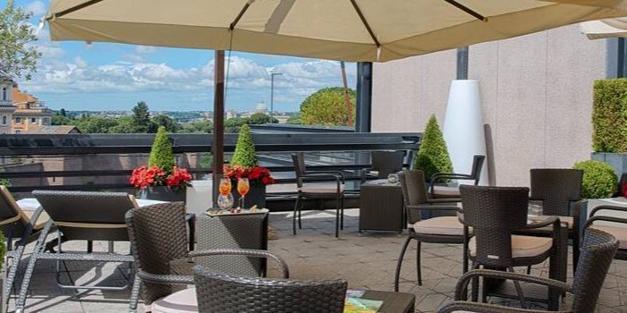 outdoor rooftop terrace that offers stunning views of local surroundings