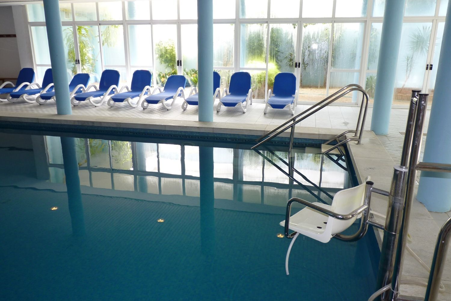 indoor swimming pool with a pool hoist