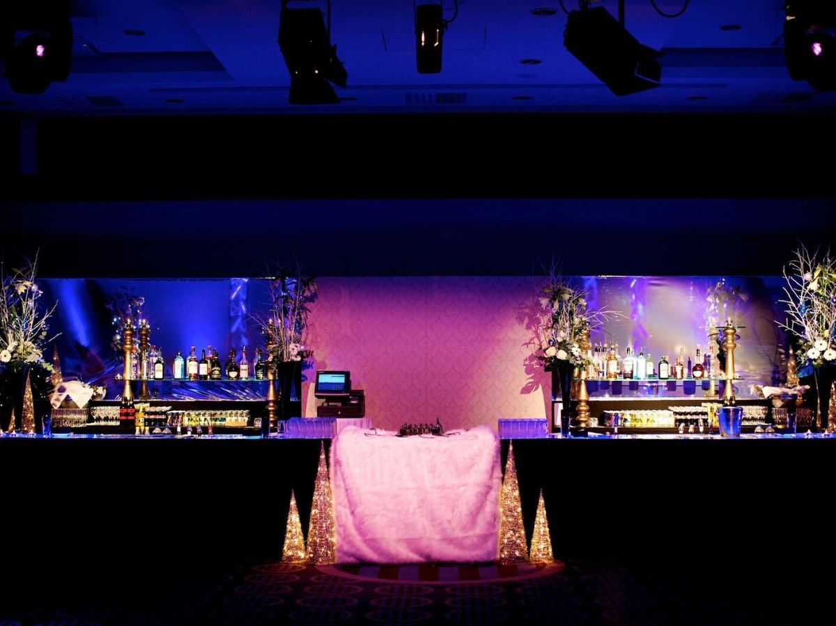 wedding venue with purple lighting