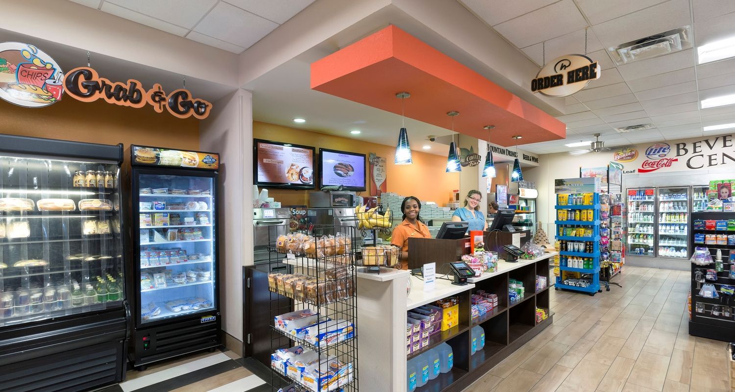 inside the convenience store with a variety of treats