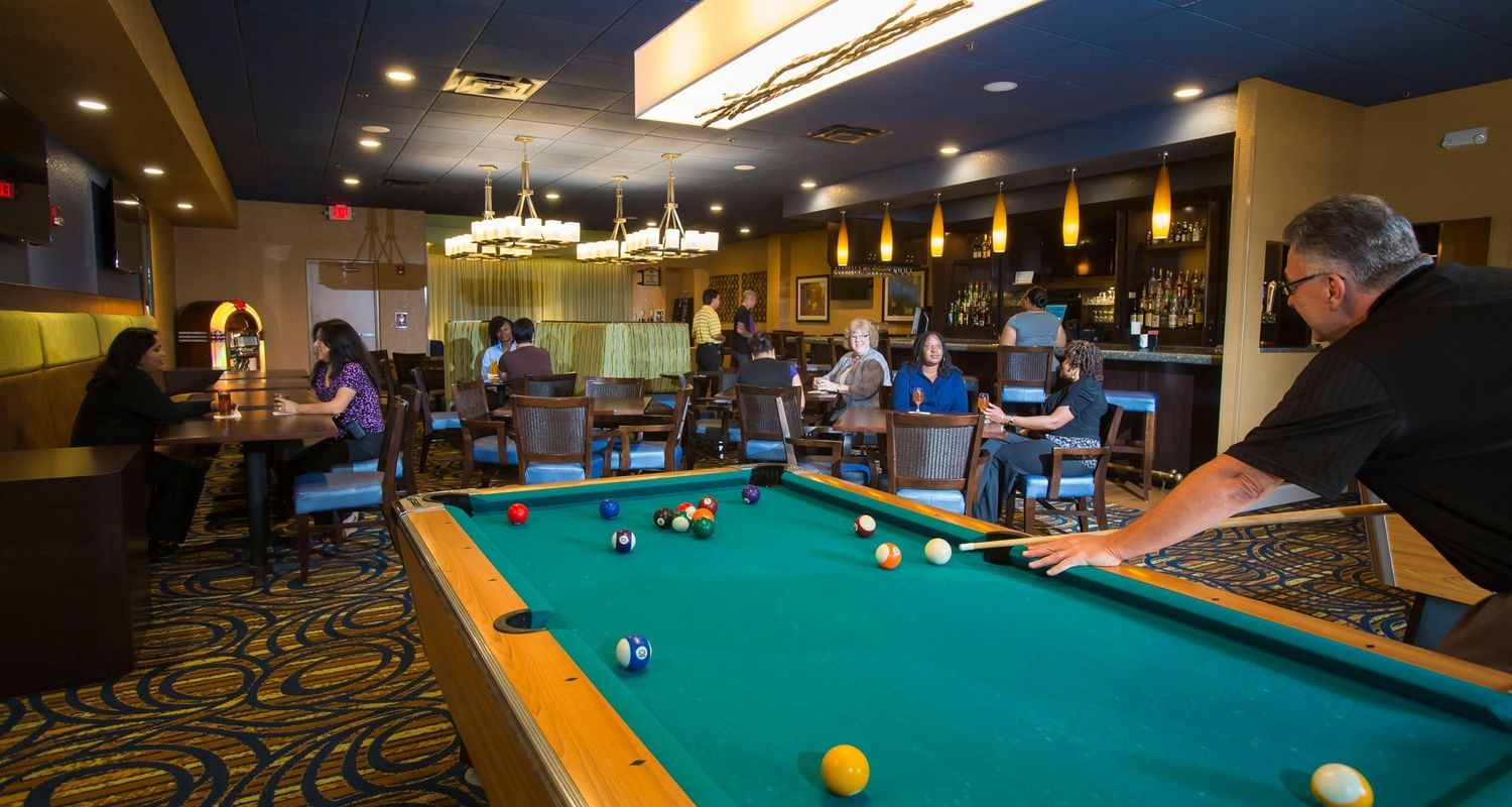 hotel bar with pool table