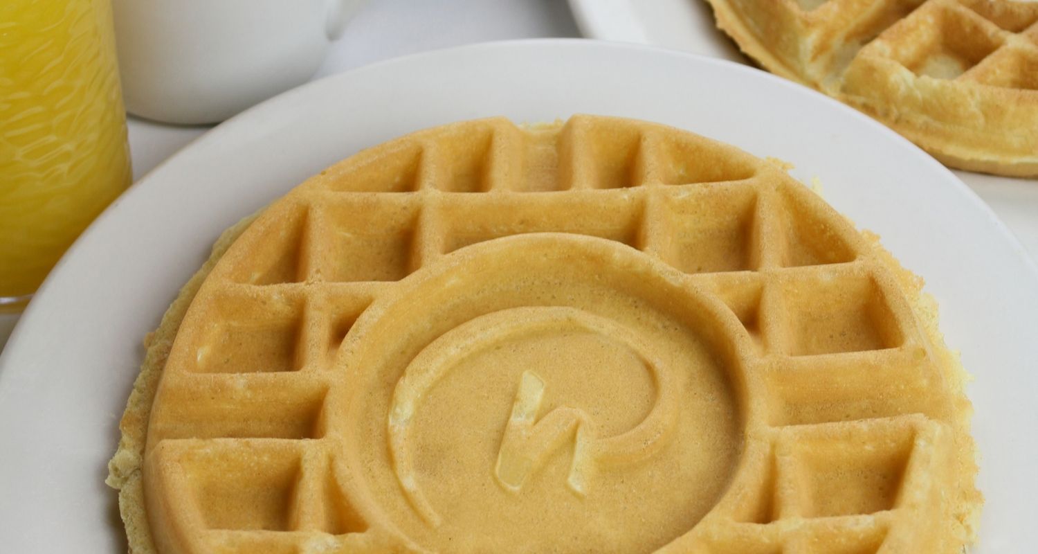 homemade waffles with the hotels logo on it