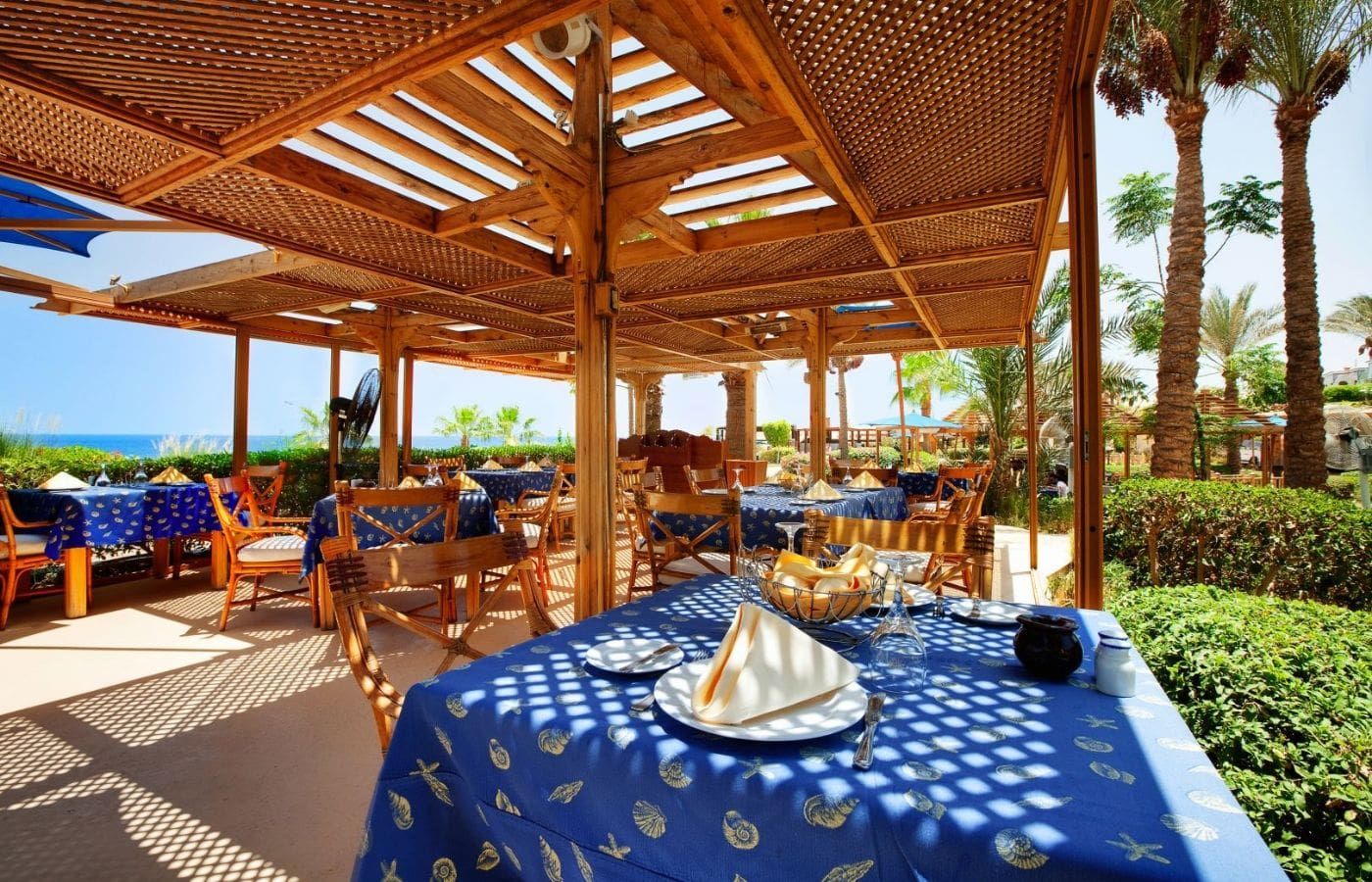 outdoor dining area under a canopy