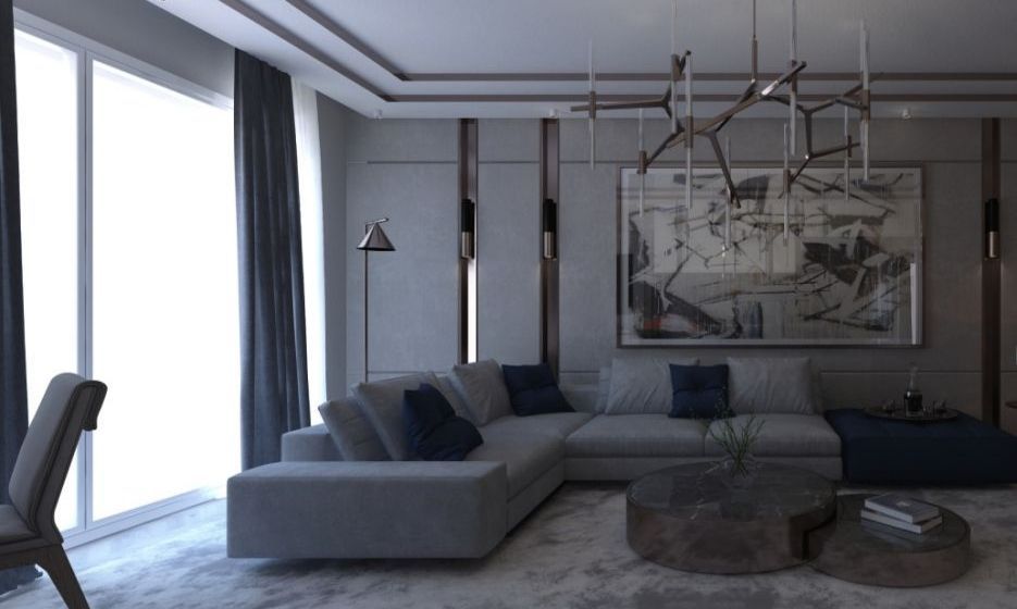 spacious living room in the hotel suite