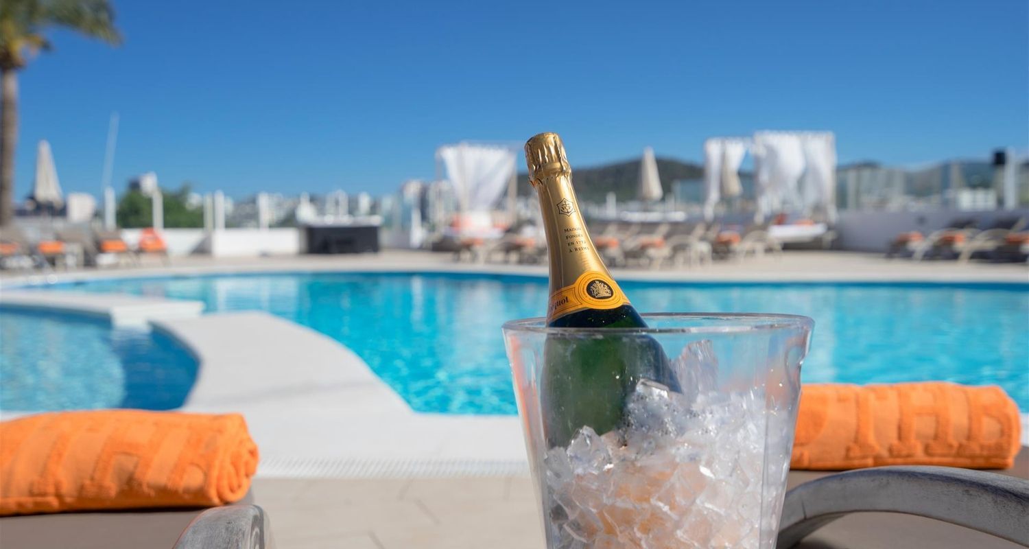 chilled champagne sitting poolside