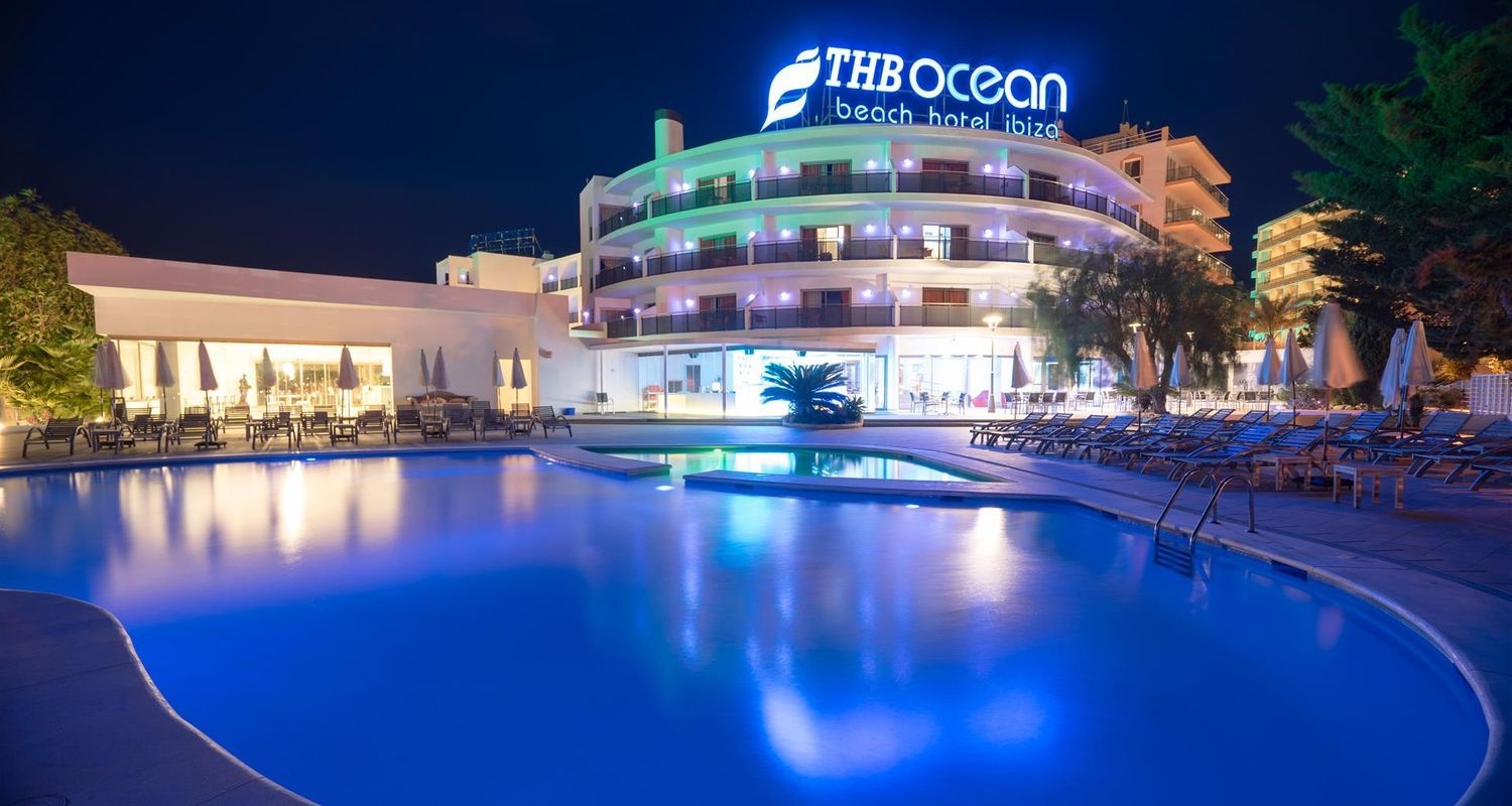 hotel exterior at night