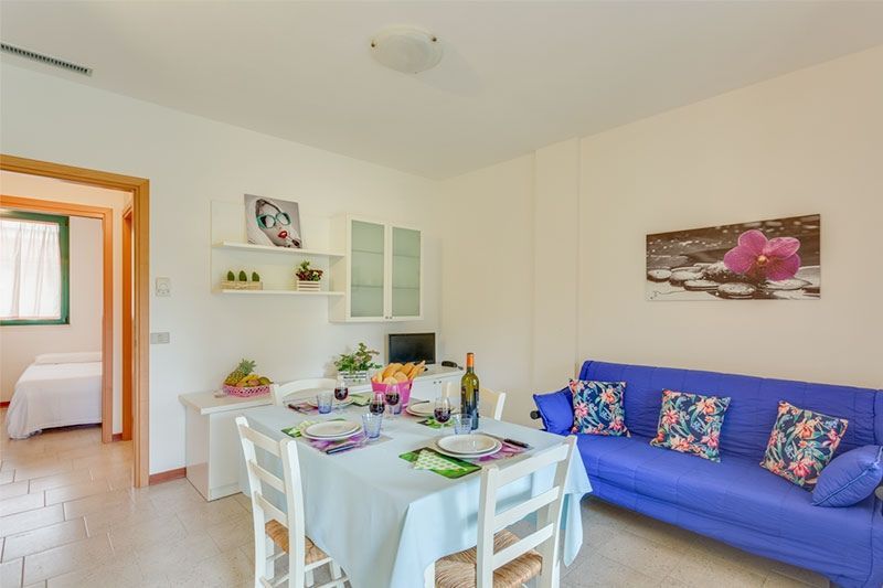 living room with a dining table