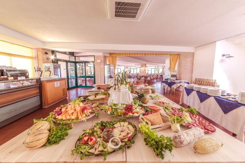indoor buffet with a wide variety of food