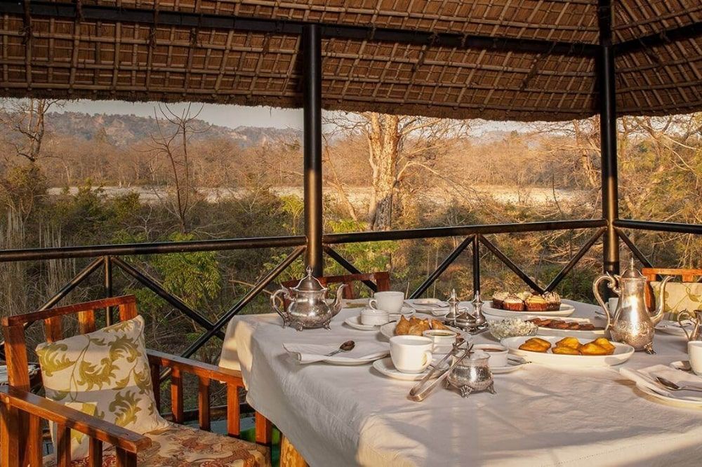Outdoor dining area at the jungle cabins that provide a beautiful view of your surroundings